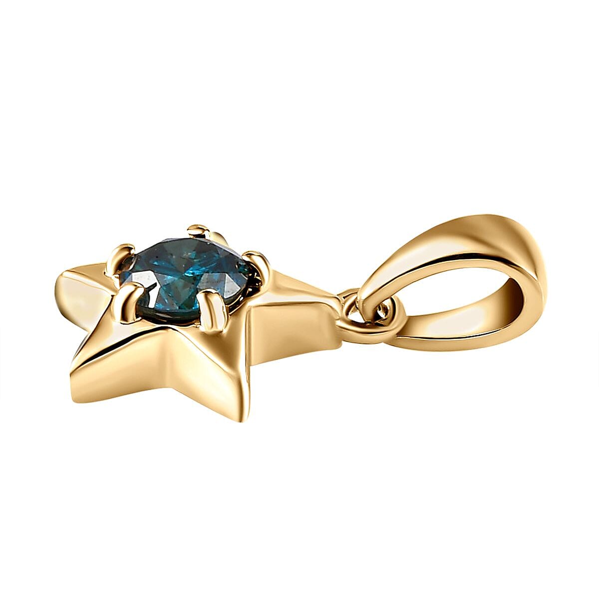 9K Yellow Gold Blue SGL Certified Diamond (I3) (Rnd) Star Pendant 0.23 Ct.
