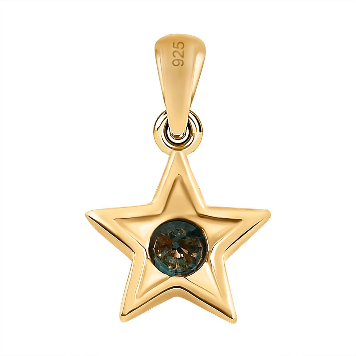 9K Yellow Gold Blue SGL Certified Diamond (I3) (Rnd) Star Pendant 0.23 Ct.