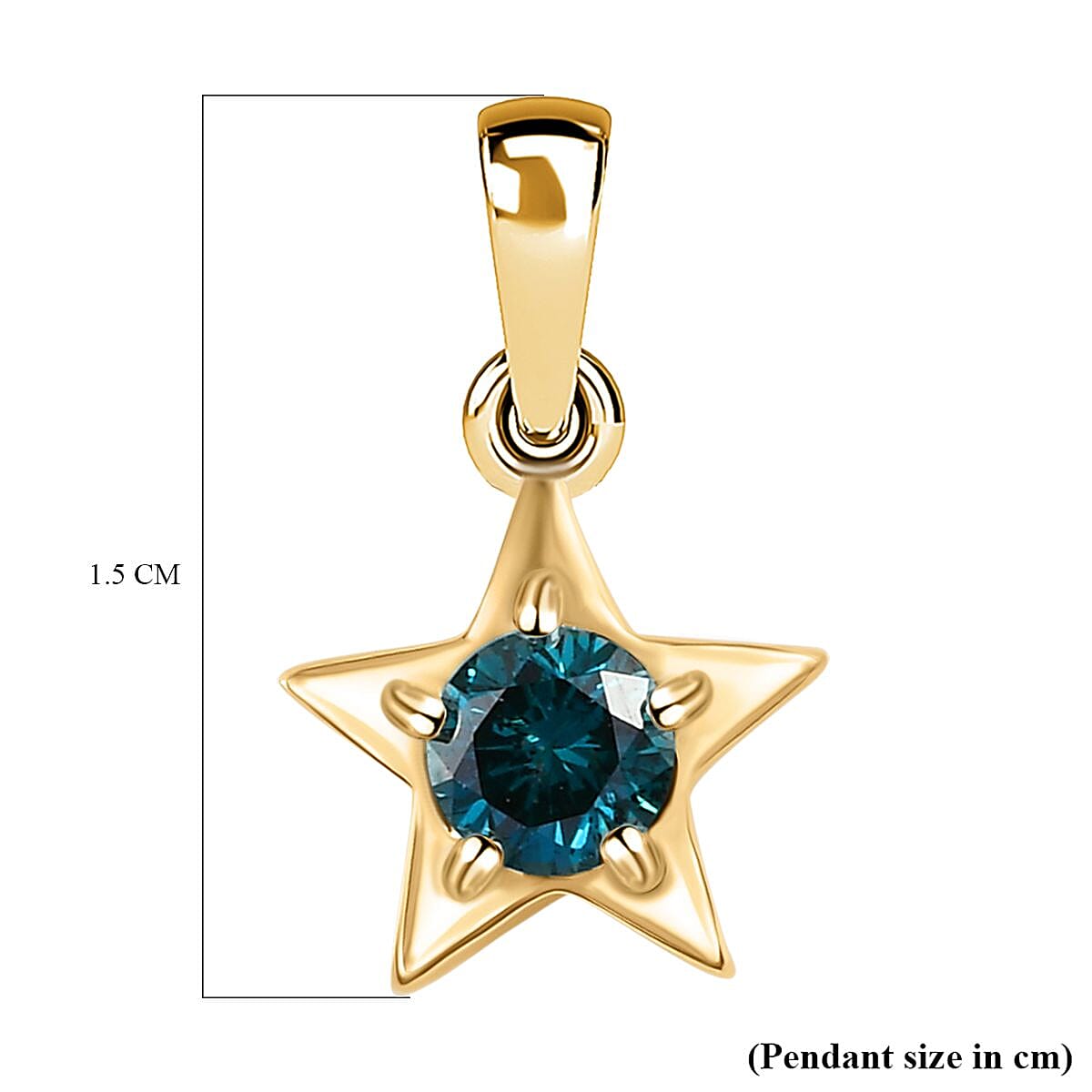 9K Yellow Gold Blue SGL Certified Diamond (I3) (Rnd) Star Pendant 0.23 Ct.