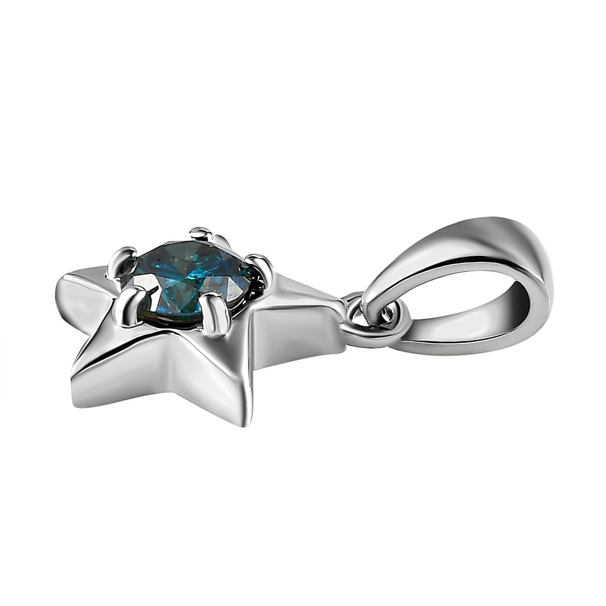 9K White Gold SGL Certified Blue Diamond (Rnd) Star Pendant 0.23 Ct.