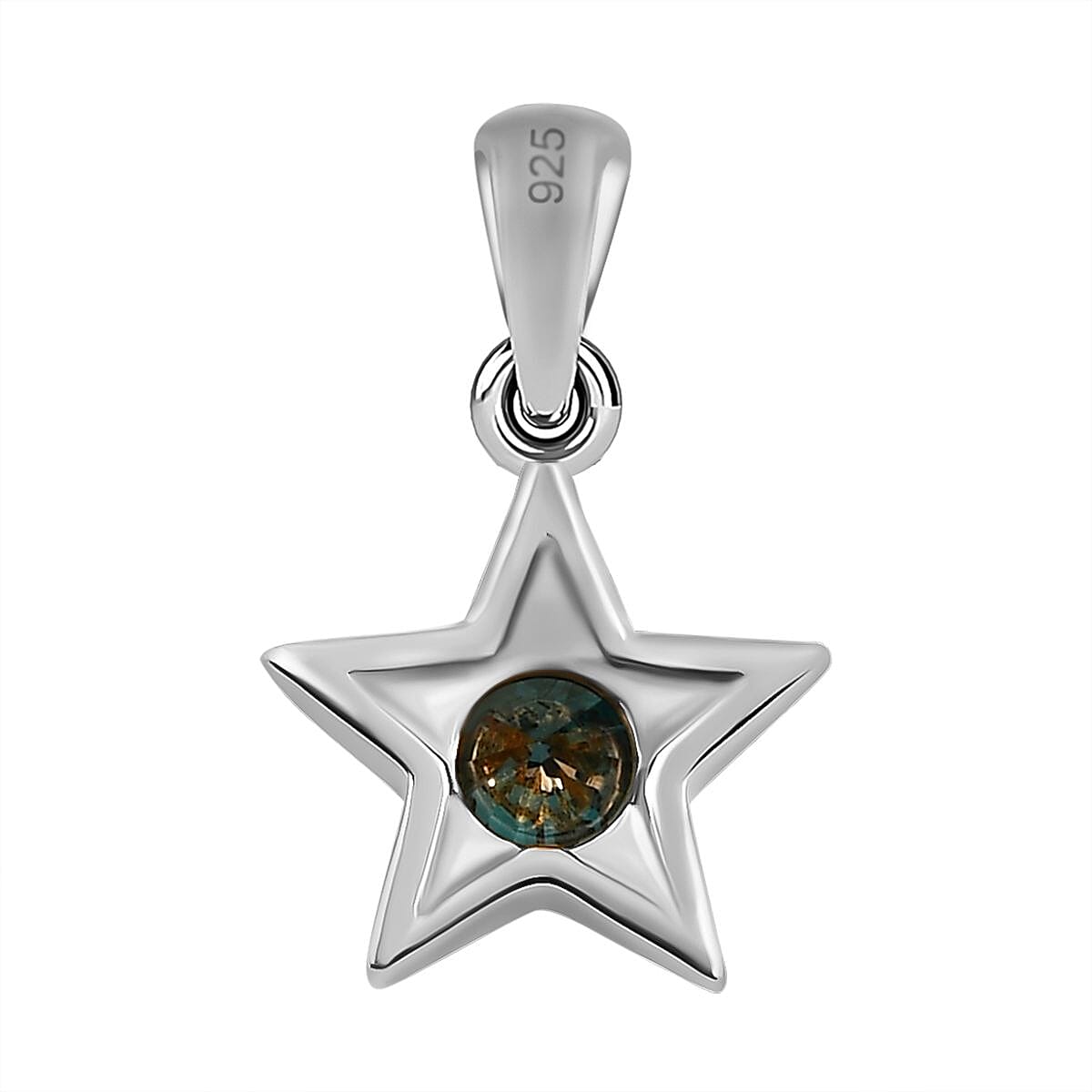 9K White Gold SGL Certified Blue Diamond (Rnd) Star Pendant 0.23 Ct.