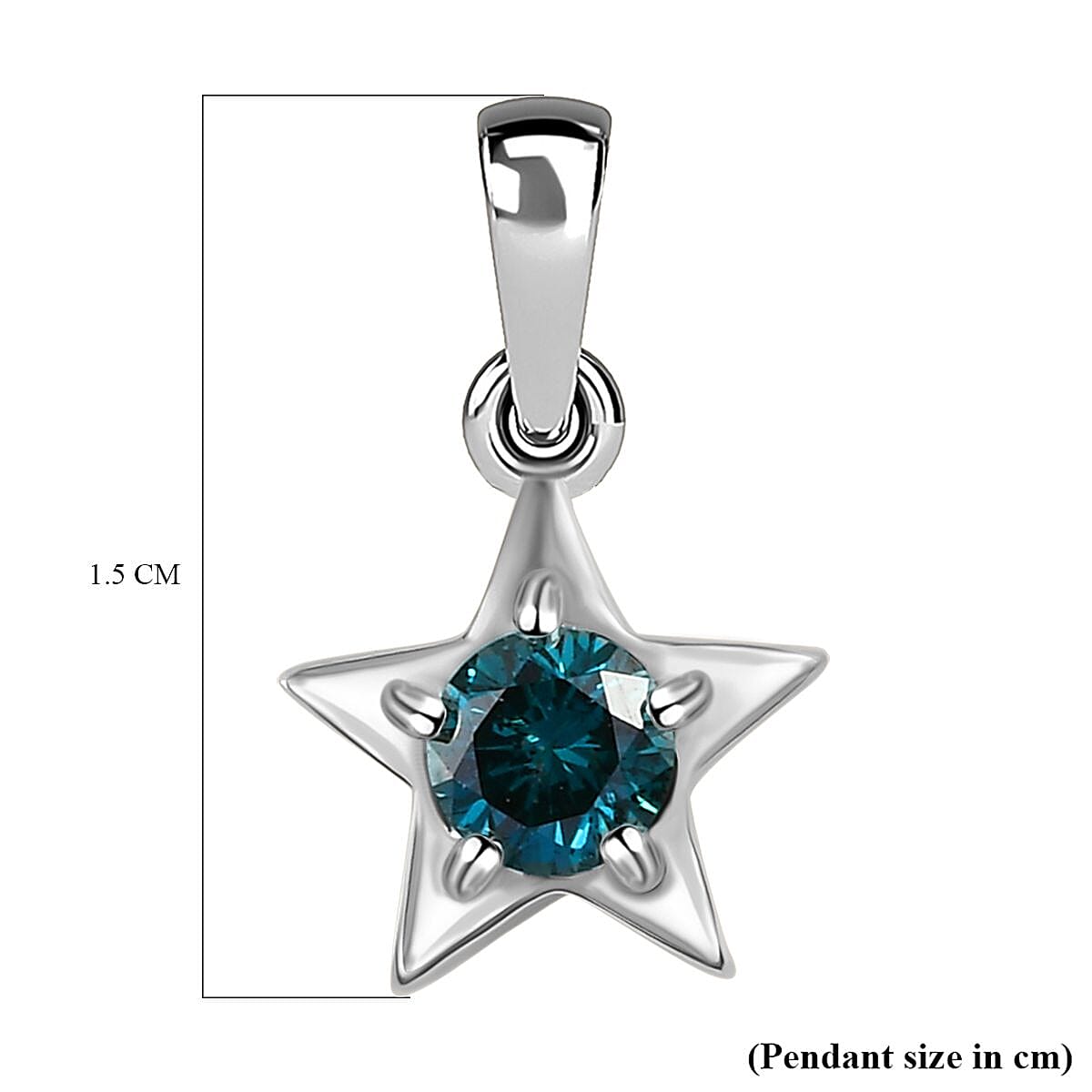 9K White Gold SGL Certified Blue Diamond (Rnd) Star Pendant 0.23 Ct.