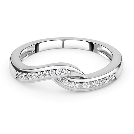 Diamond Ring in Platinum Overlay Sterling Silver 0.12 Ct.