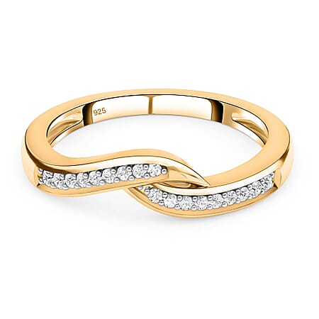 Diamond Criss Cross Ring in Sterling Silver with 18K Vermeil Yellow Gold