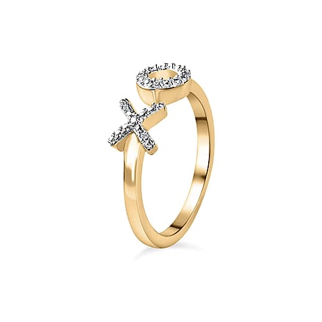 Diamond Hug and Kiss Ring in 18K Vermeil Gold Plated Sterling Silver
