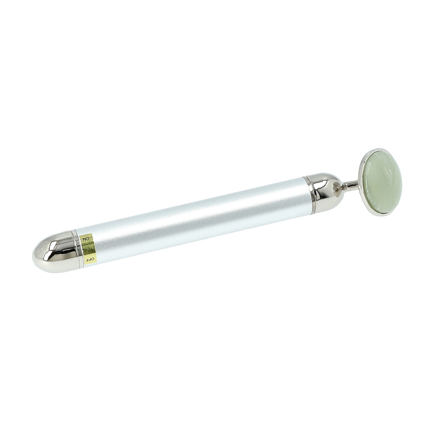 4-in-1 Green Jade Facial Roller - Silver Plated Interchangeable Heads (Incl. Green Jade, T-Shaped and Drip-Shaped Face Lift, Circle Eye Massager Head)  (1xAA Battery not included)