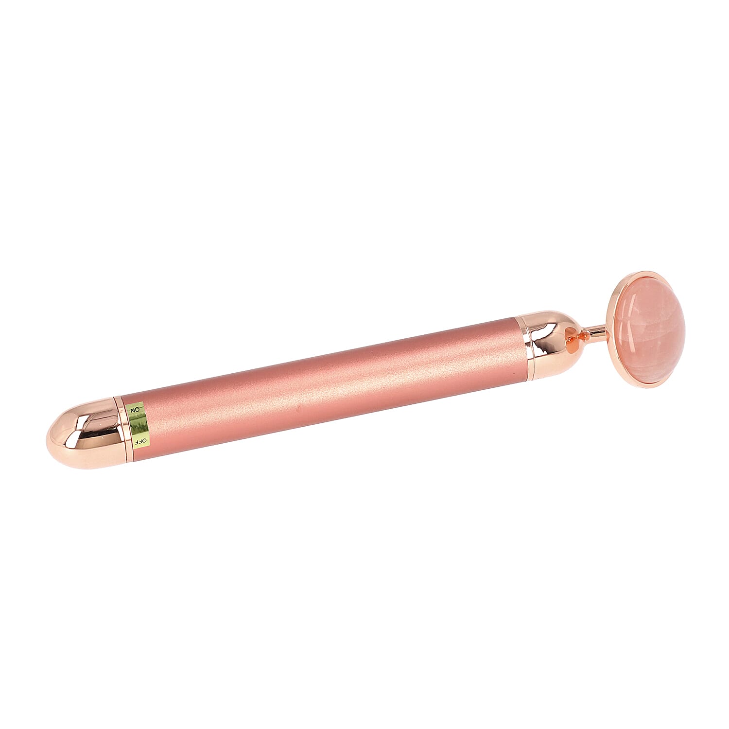 4-in-1 Rose Quartz Facial Roller - Rose Gold Plated Interchangeable Heads (Incl. Rose Quartz, T-Shaped and Drip-Shaped Face Lift, Circle Eye Massager Head) (1xAA Battery not included)