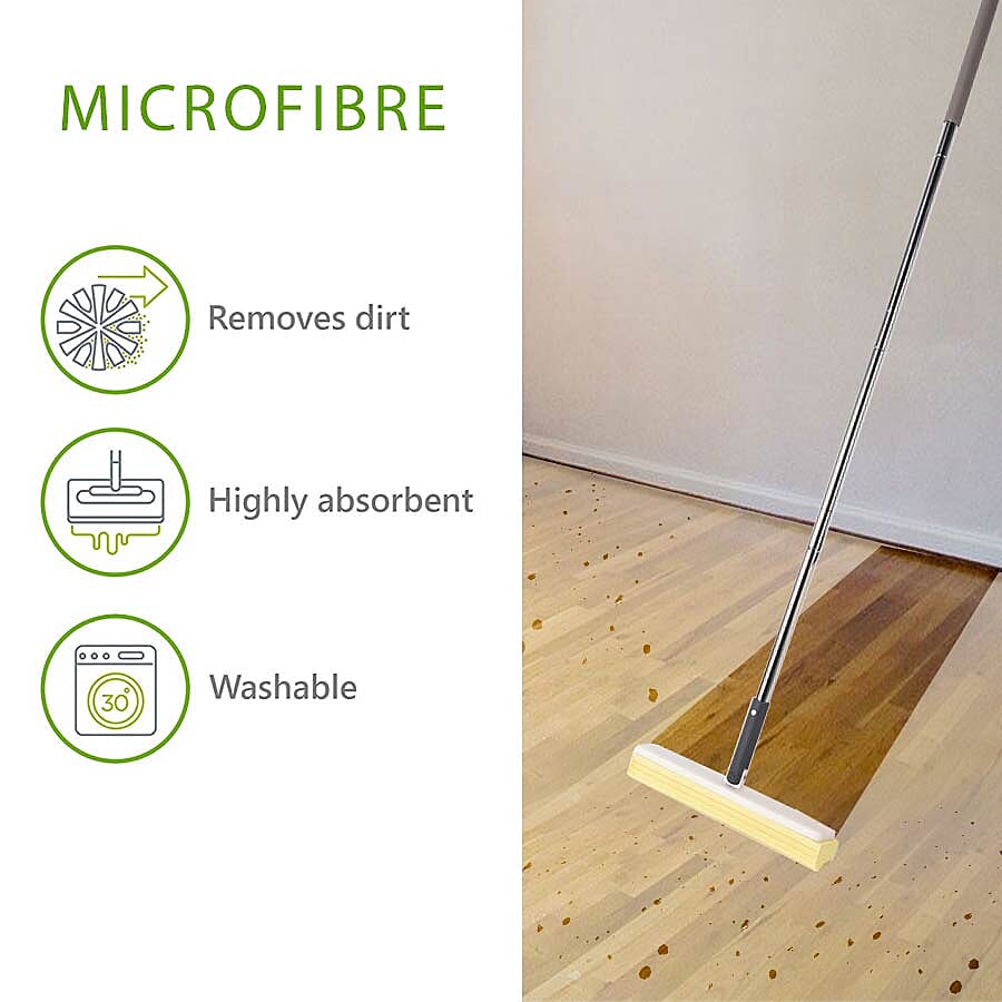 Magic Mop with Cleaning Bucket (Bucket Size 23x19x37.6 Cm),(Mop Size:140x33 Cm) - Grey