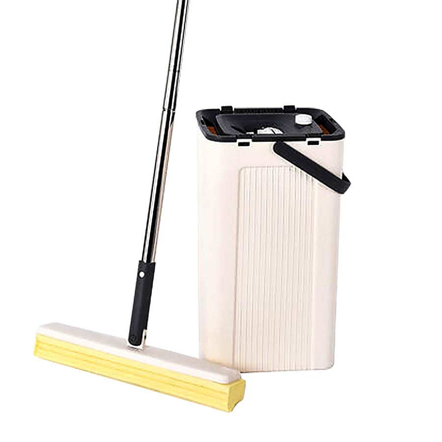 Magic Mop with Cleaning Bucket (Bucket Size 23x19x37.6 Cm),(Mop Size:140x33 Cm) - Grey