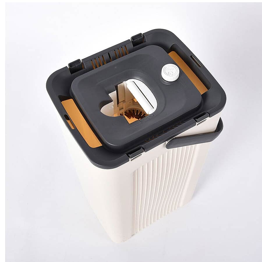 Magic Mop with Cleaning Bucket (Bucket Size 23x19x37.6 Cm),(Mop Size:140x33 Cm) - Grey