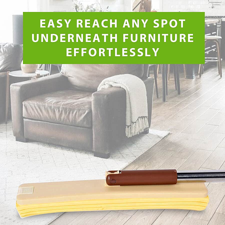 Magic Mop with Cleaning Bucket (Bucket Size 23x19x37.6 Cm),(Mop Size:140x33 Cm) - Brown