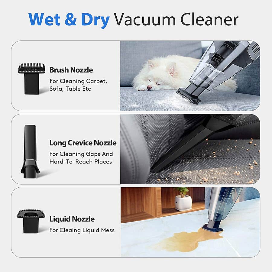 Cordless Handheld Wet and Dry Vacuum Cleaner (Size 42.2x11.5x12.5cm) - Grey