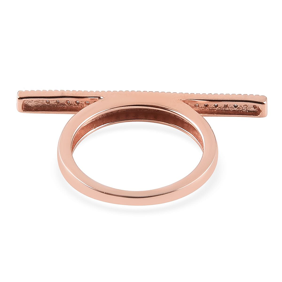 Diamond Bar Stacking Ring in Rose Gold Plated Sterling Silver ...