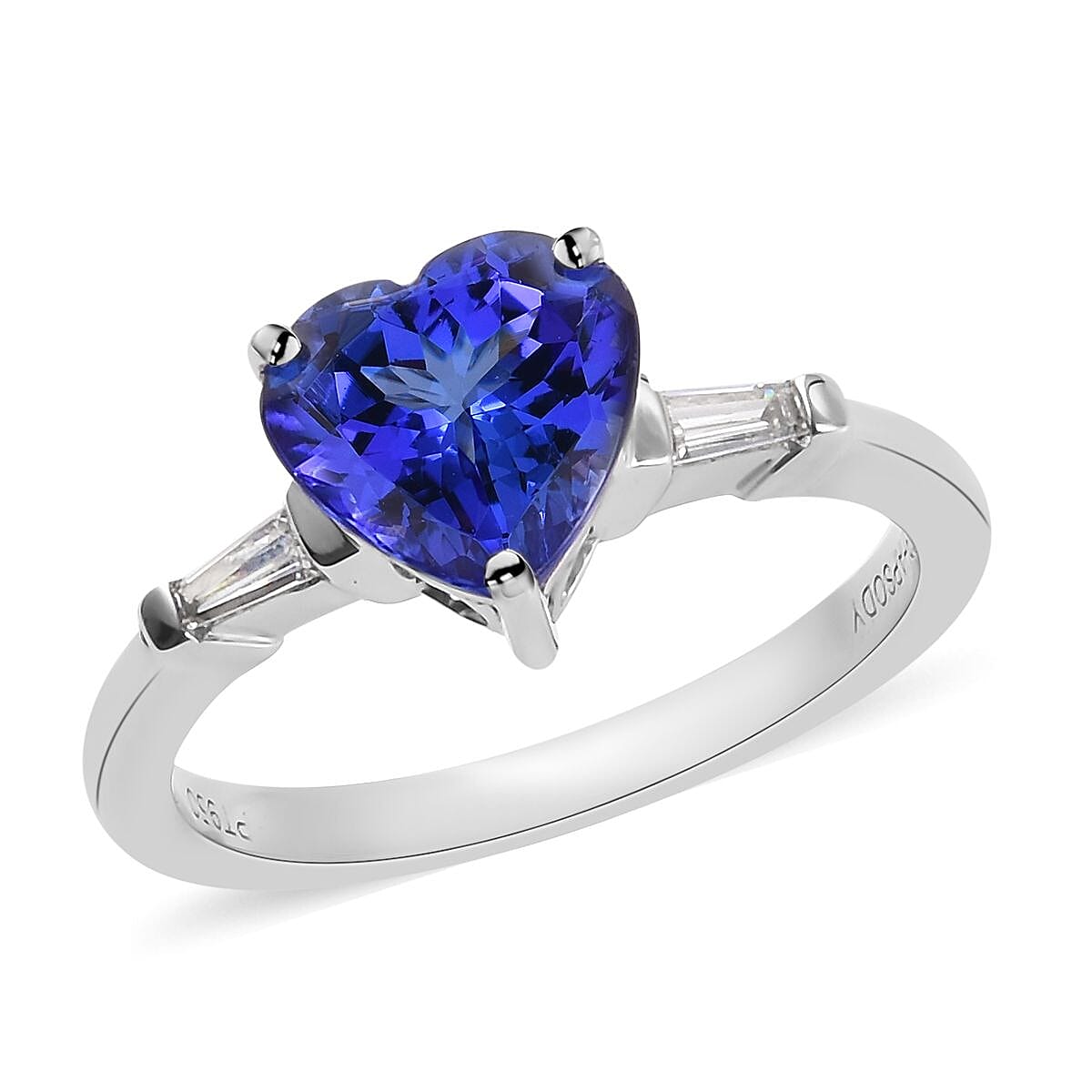 RHAPSODY 950 Platinum AAAA Tanzanite and Diamond (VS-E-F) Heart Ring 1.90 Ct.