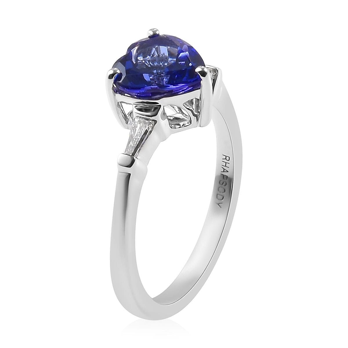 RHAPSODY 950 Platinum AAAA Tanzanite and Diamond (VS-E-F) Heart Ring 1.90 Ct.