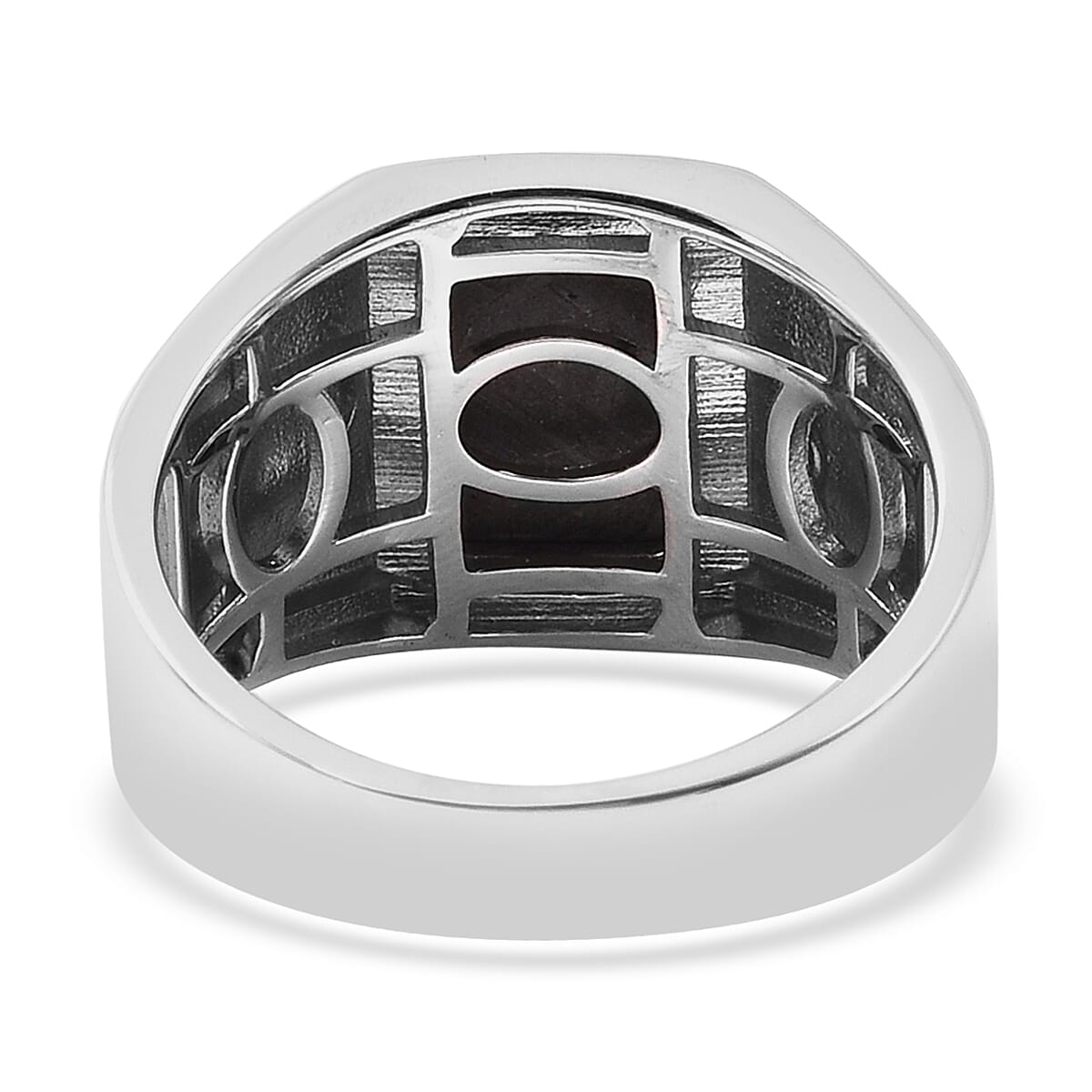 Meteorite Ring in Rhodium Overlay Sterling Silver 7.00 Ct, Silver Wt. 8.00 Gms