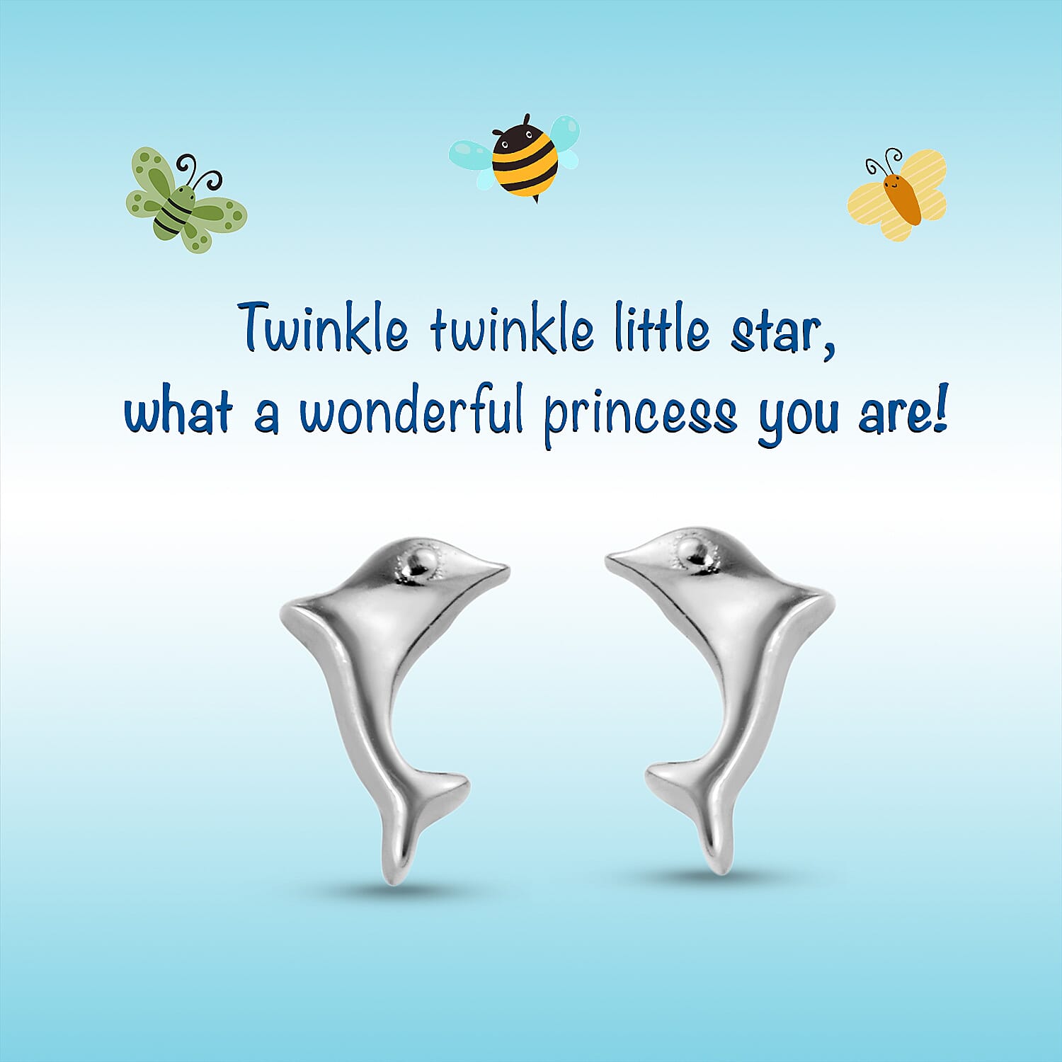 Little Dolphin Stud Earrings for Kids in Sterling Silver