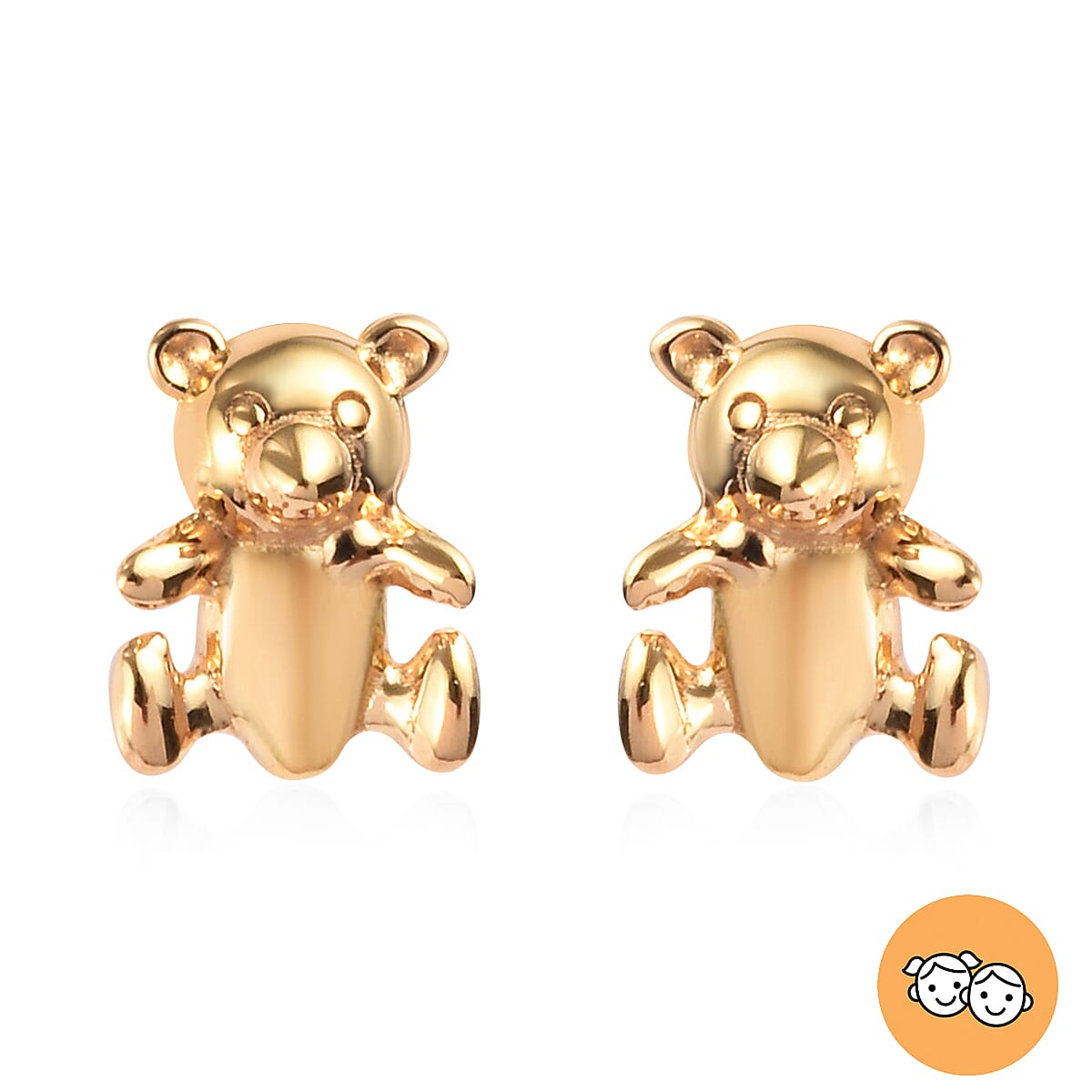 Kids Teddy Bear Earrings in Gold Plated Silver