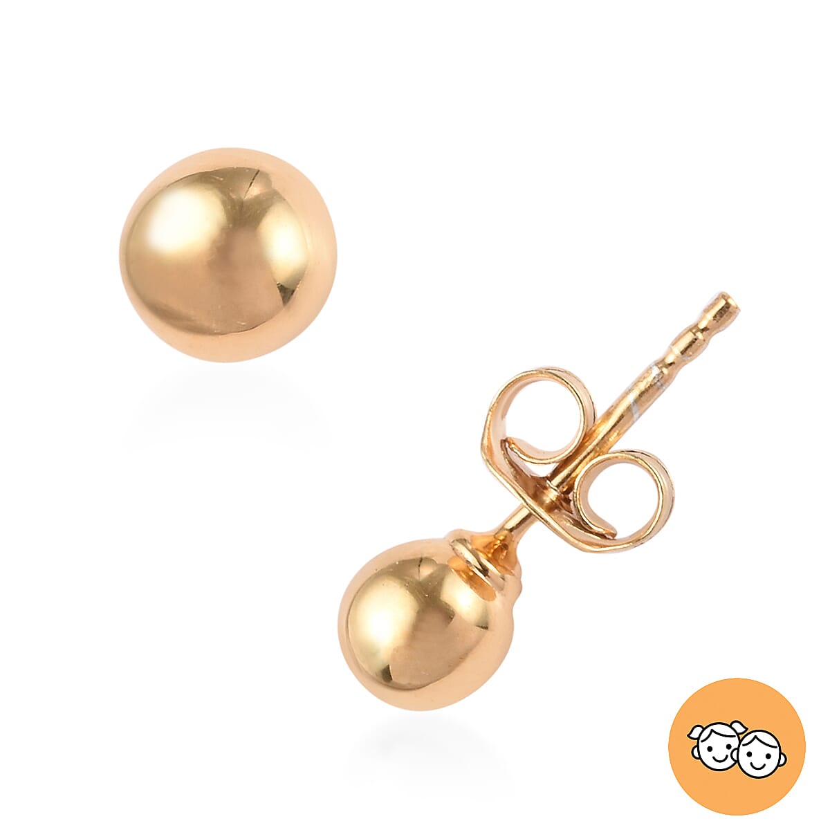 Ball Earrings for Children in Gold Plated Silver