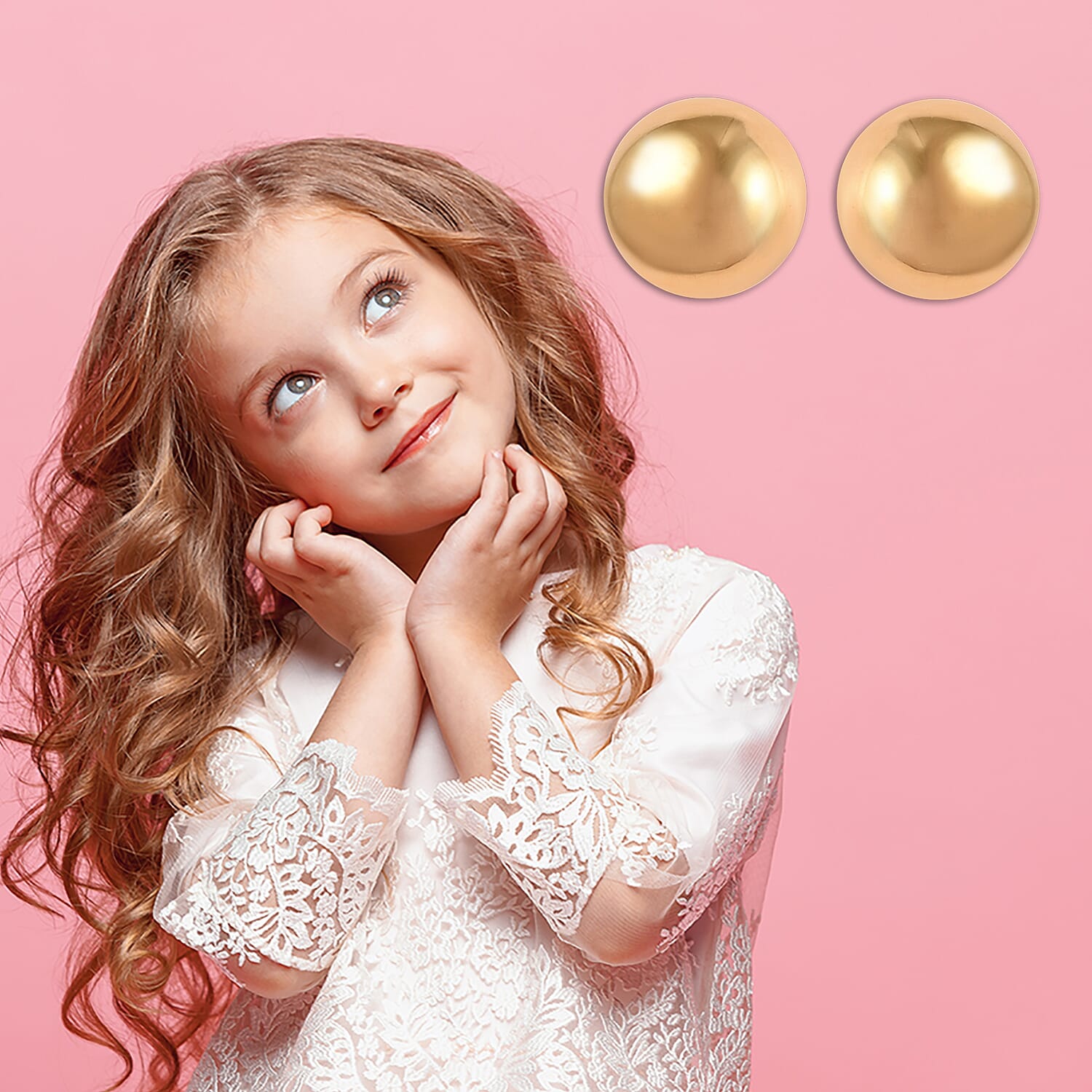 Ball Earrings for Children in Gold Plated Silver