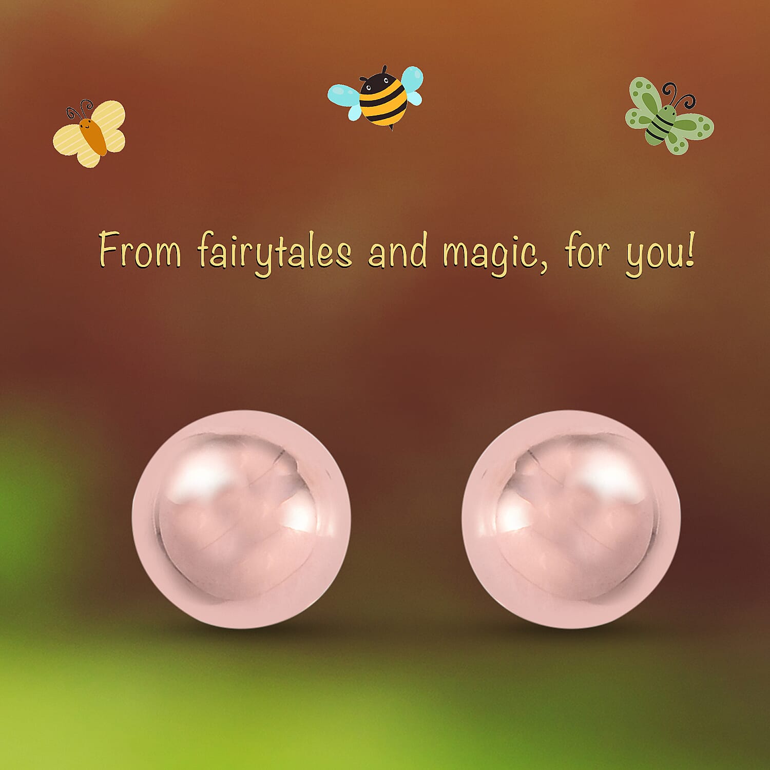Ball Earrings for Children in Rose Gold Plated Silver