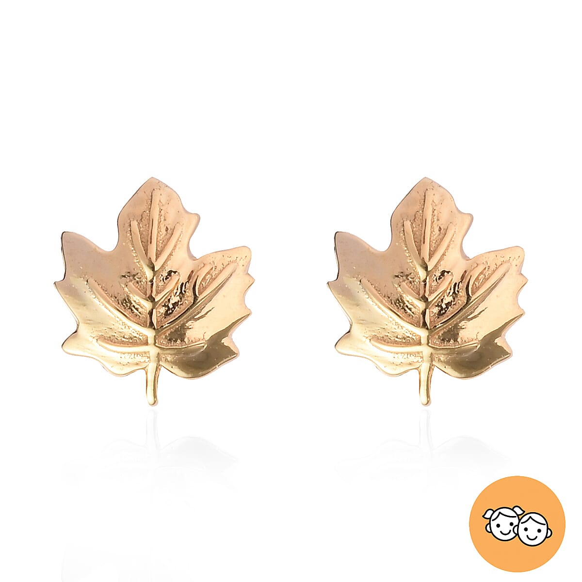 Maple Leaf Earrings for Kids in Gold Plated Silver