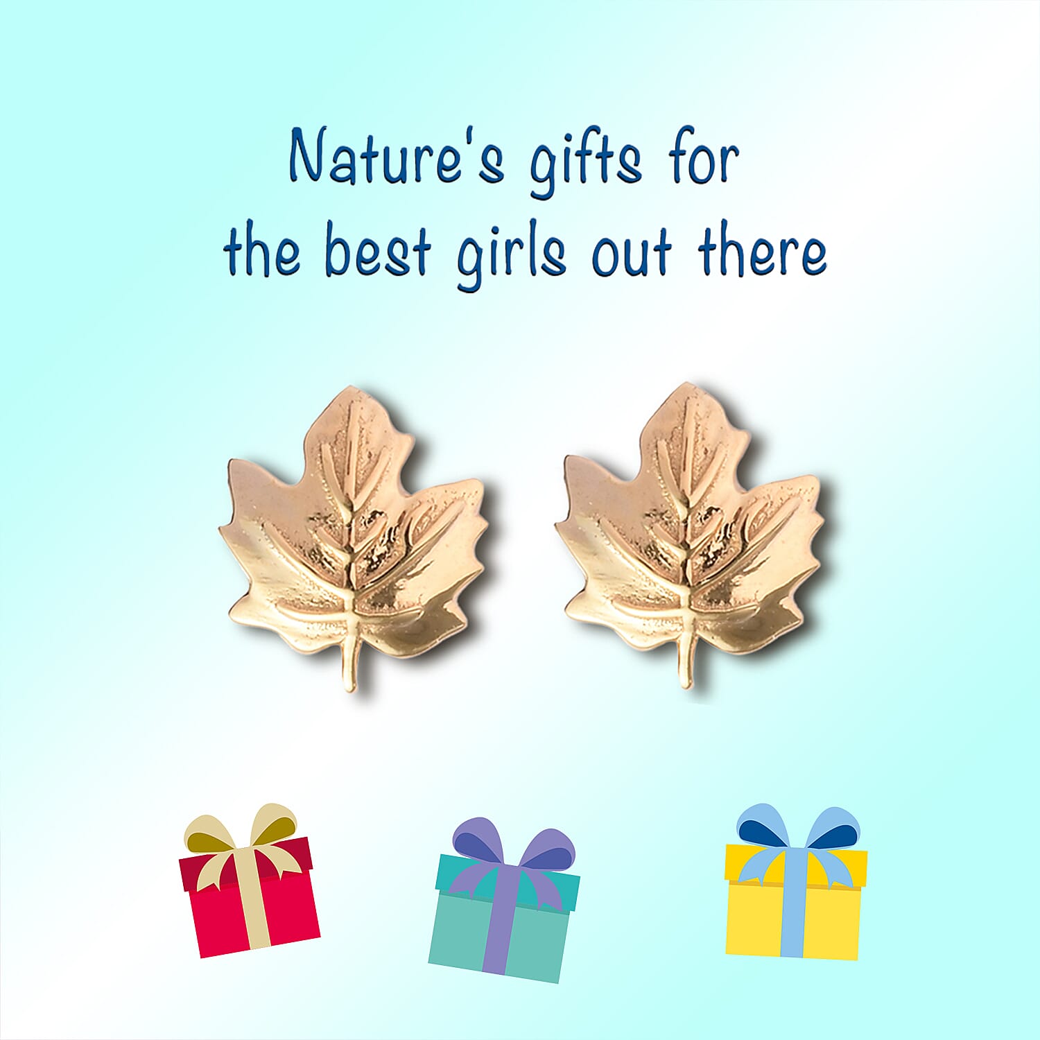 Maple Leaf Earrings for Kids in Gold Plated Silver