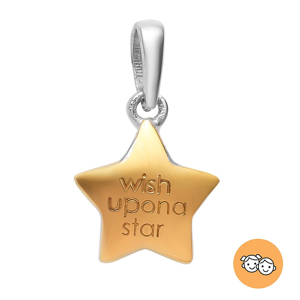 Children Star Pendant in Platinum and Gold Plated Sterling Silver