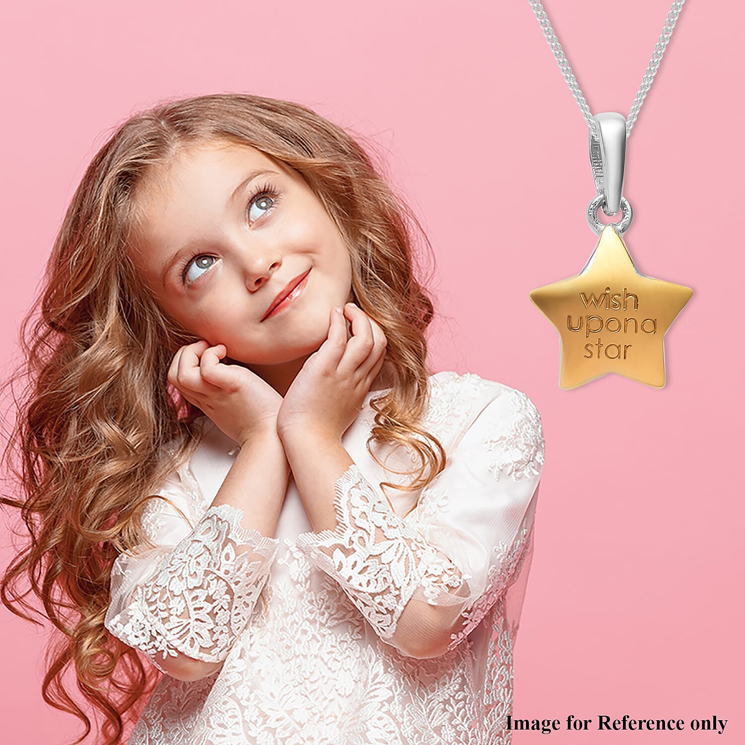 Children Star Pendant in Platinum and Gold Plated Sterling Silver