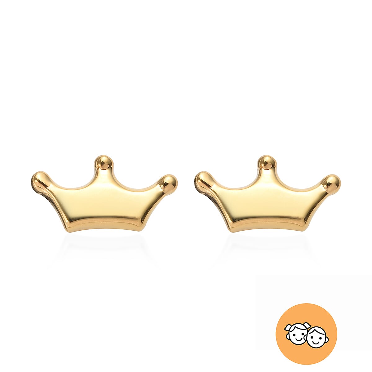 Children Crown Earrings in Gold Plated Silver