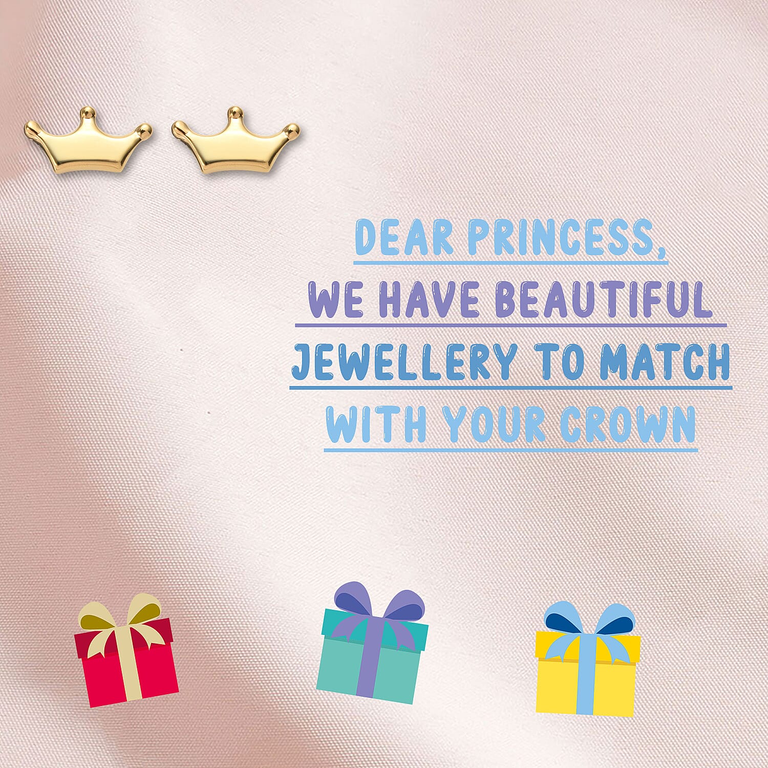 Children Crown Earrings in Gold Plated Silver