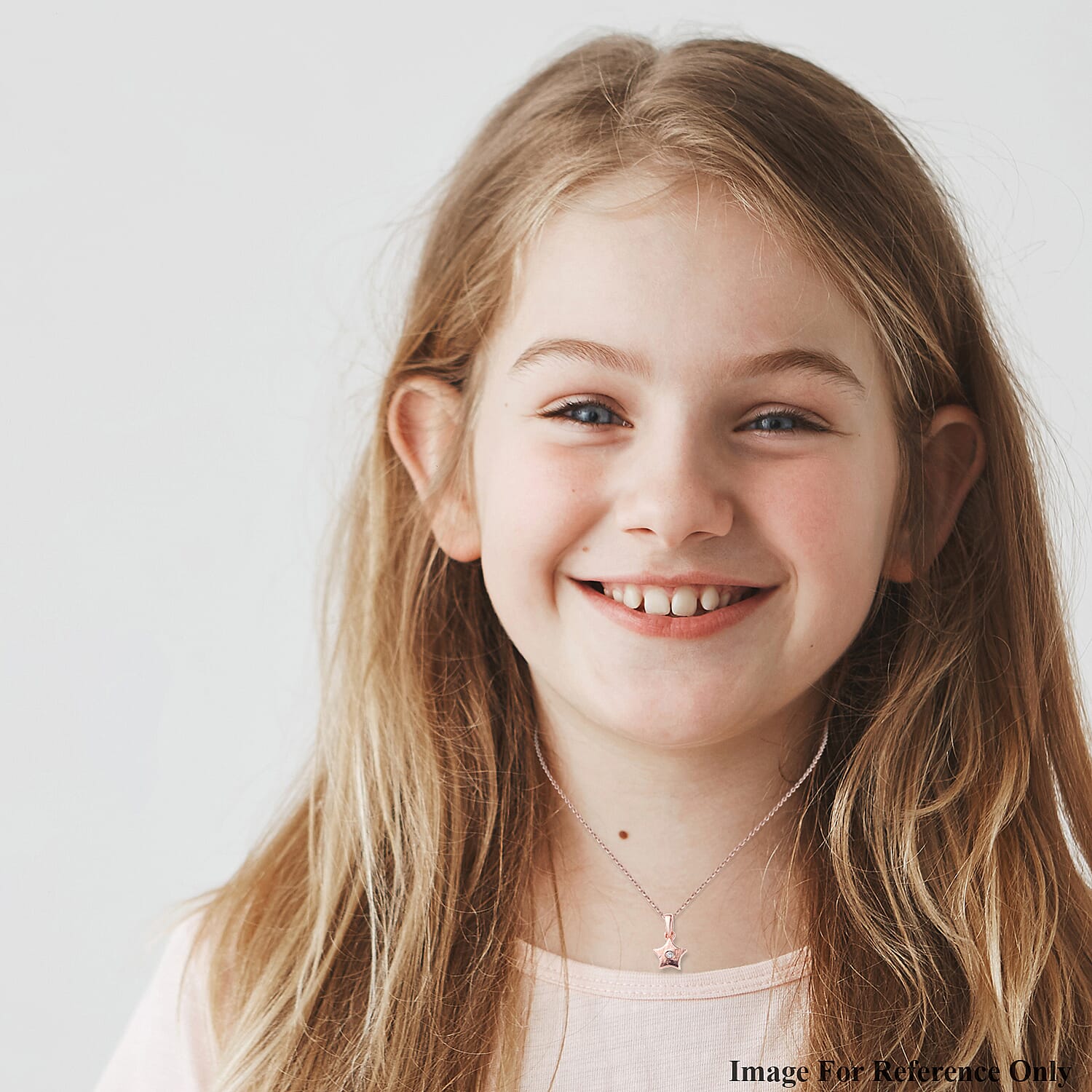 Star Pendant for Kids with Zircon in Rose Gold Plated Silver