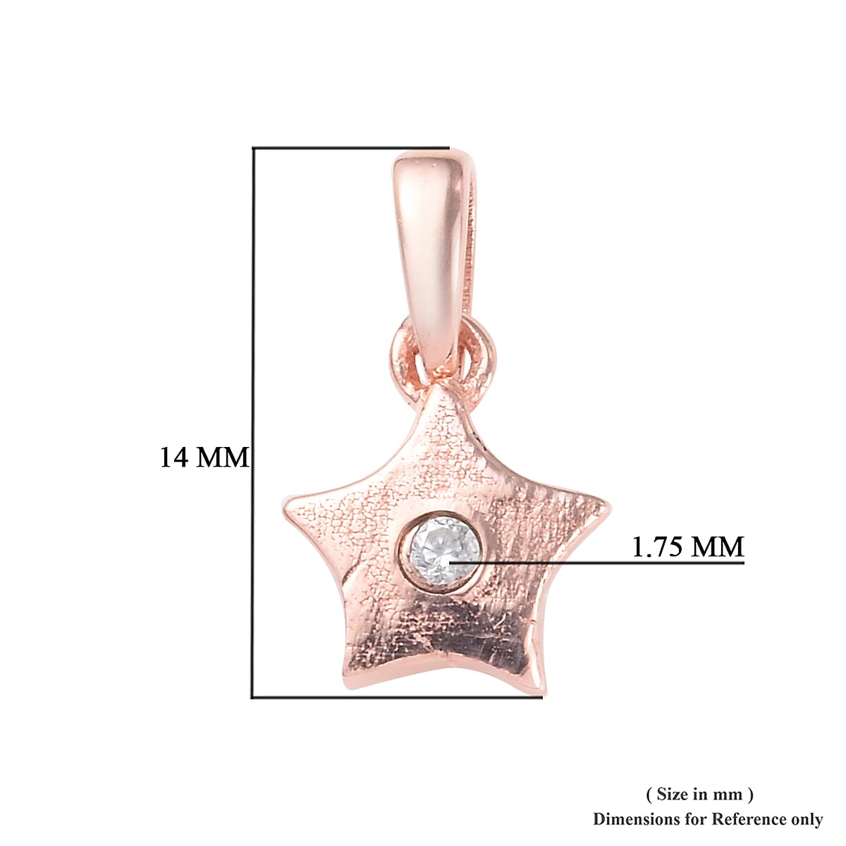 Star Pendant for Kids with Zircon in Rose Gold Plated Silver