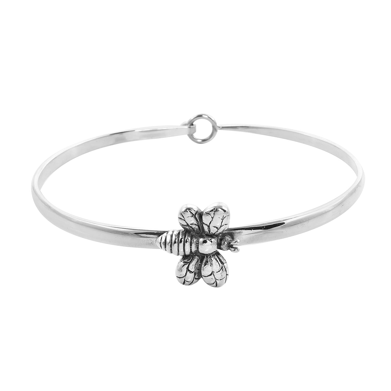 Royal Bali Collection - Sterling Silver Bee Bangle (Size 7.5), Silver wt 12.15 Gms