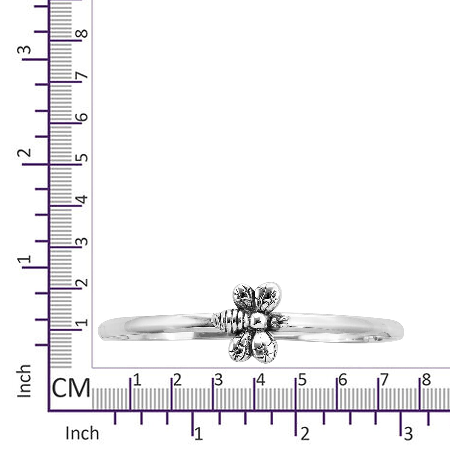 Royal Bali Collection - Sterling Silver Bee Bangle (Size 7.5), Silver wt 12.15 Gms