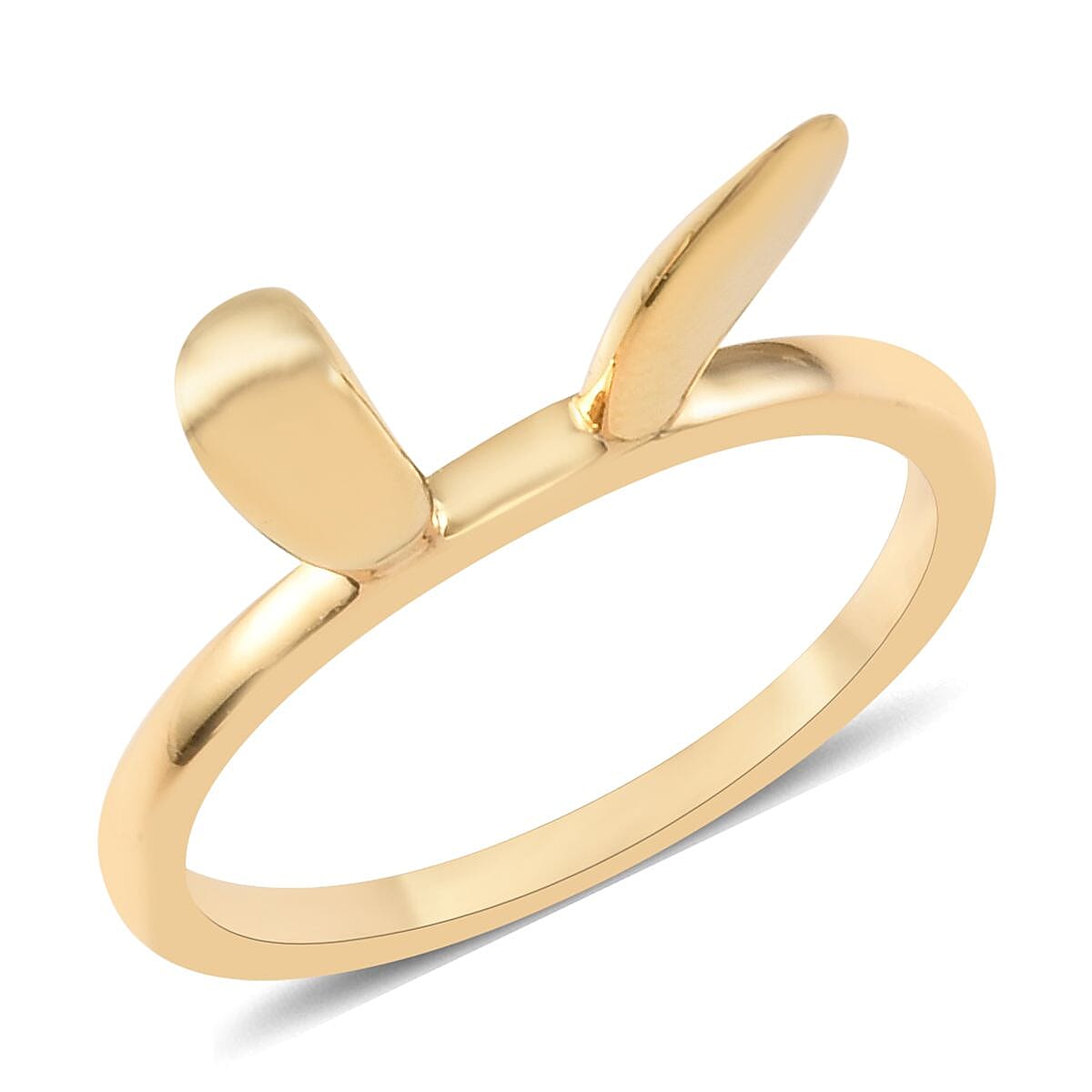 14K Gold Overlay Sterling Silver Bunny Ears Ring