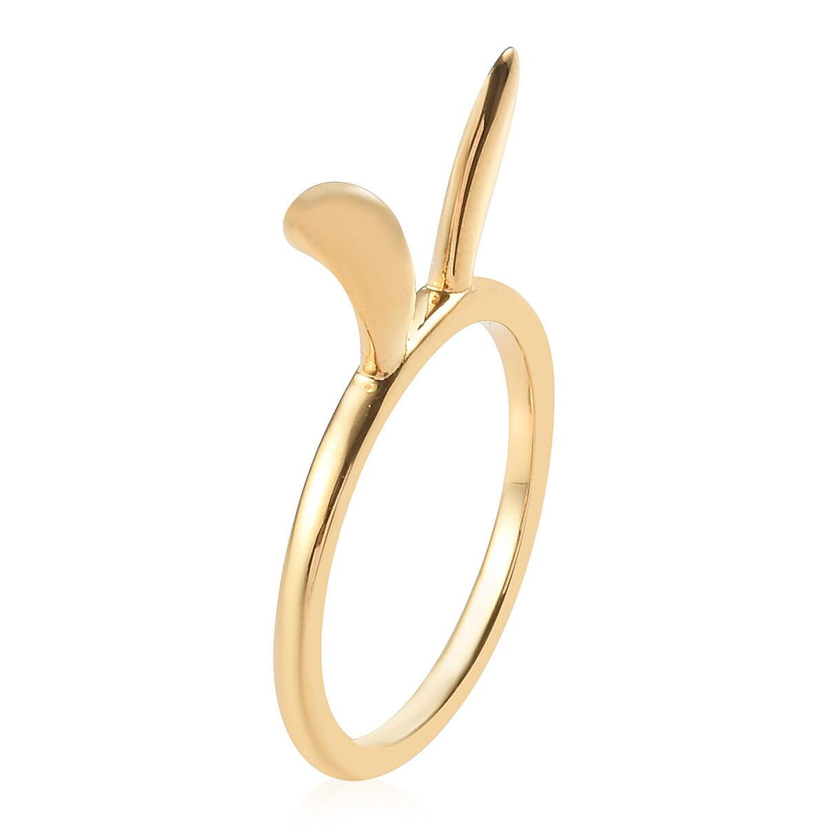 14K Gold Overlay Sterling Silver Bunny Ears Ring