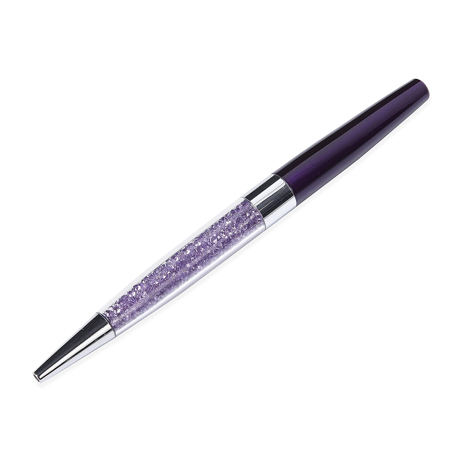Set of 2 - Purple Crystal Ballpoint Pen with 1 Replacement Ink - Black