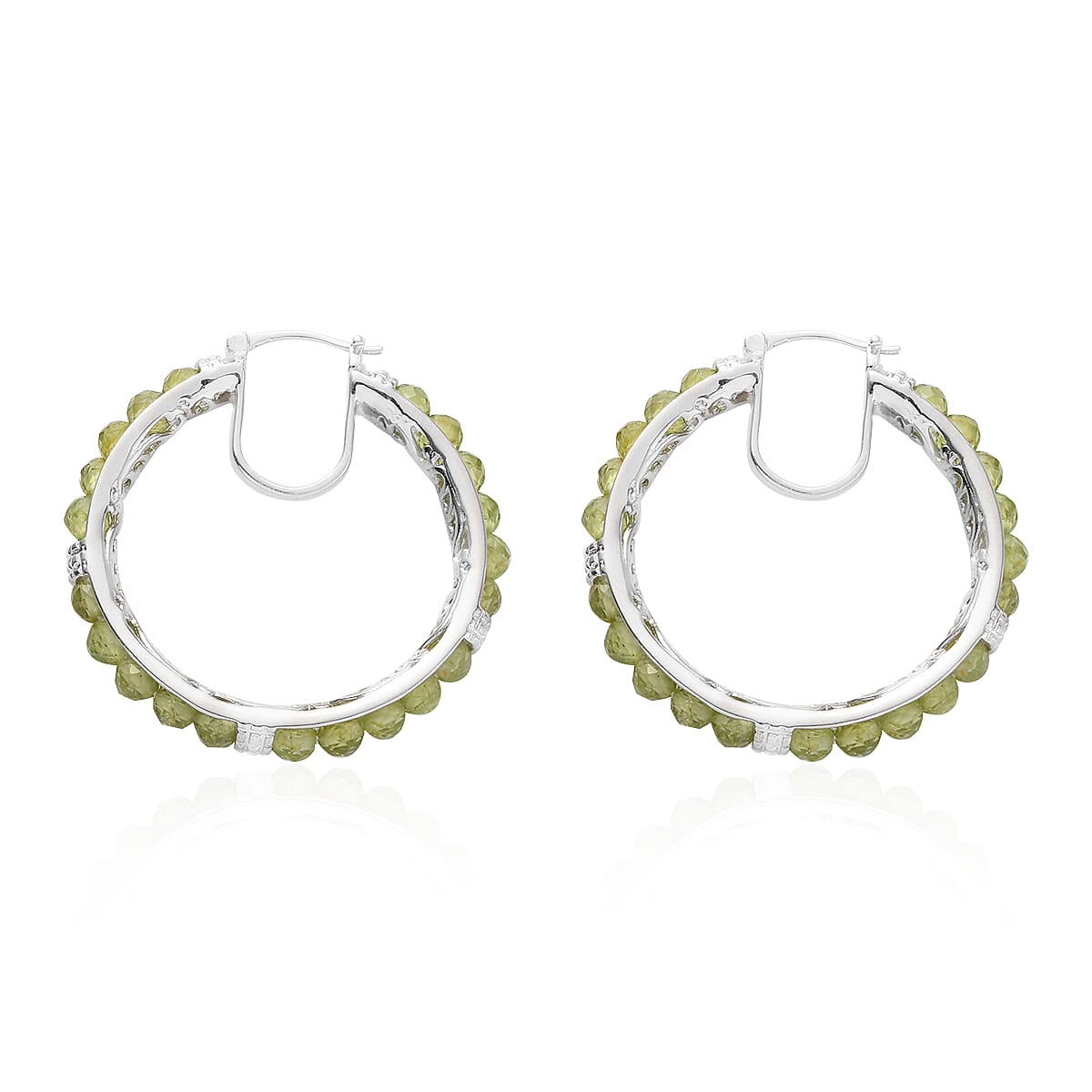 Hebei Peridot Hoop Earrings in Silver Tone 24 Ct
