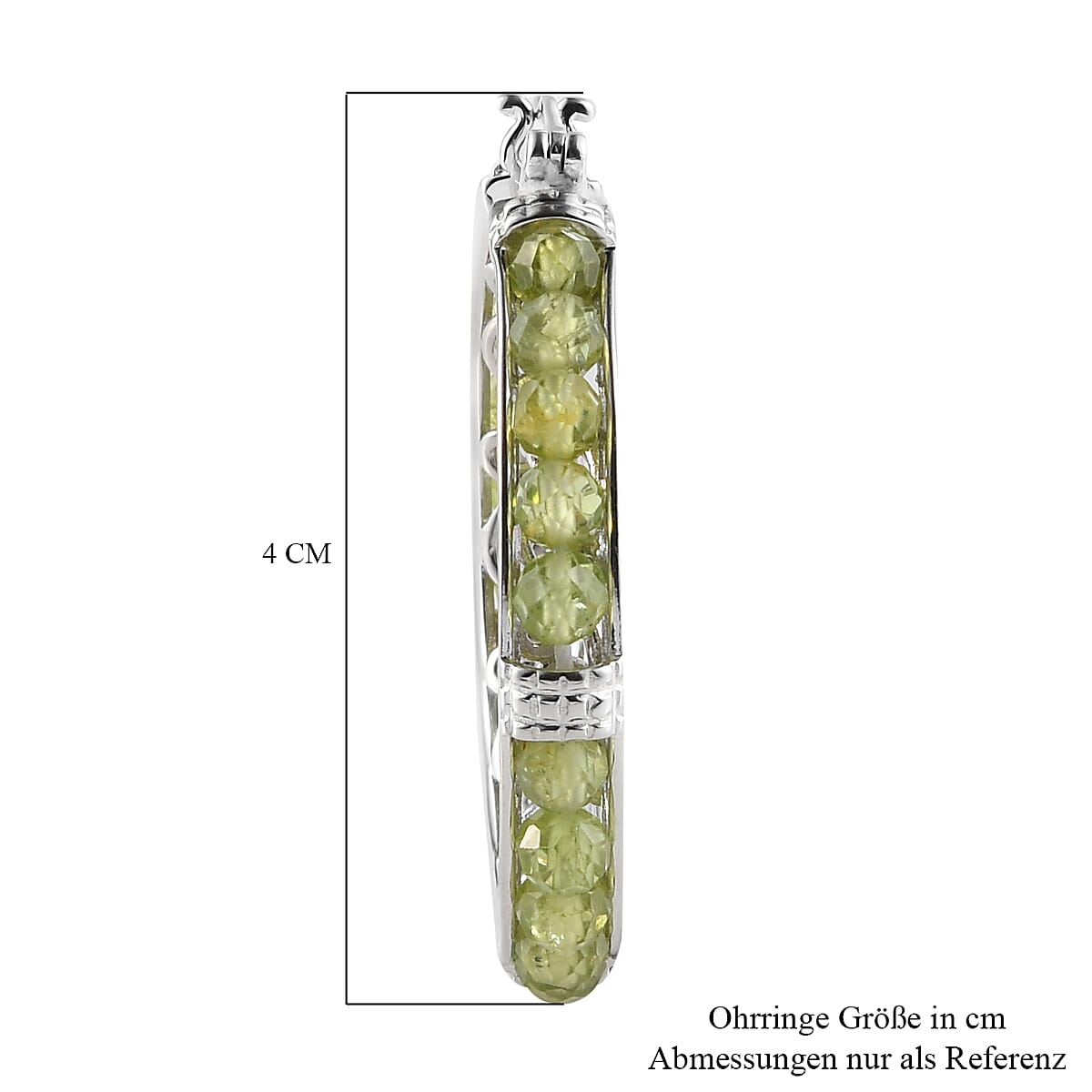 Hebei Peridot Hoop Earrings in Silver Tone 24 Ct