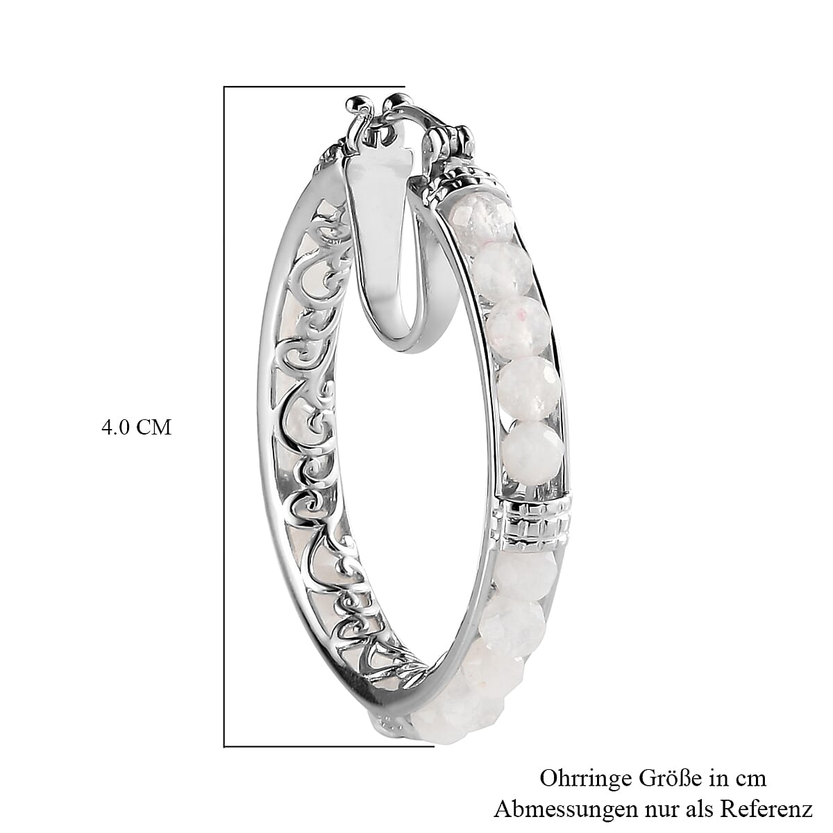 Rainbow Moonstone Hoop Earrings in Silver Tone 24 Ct