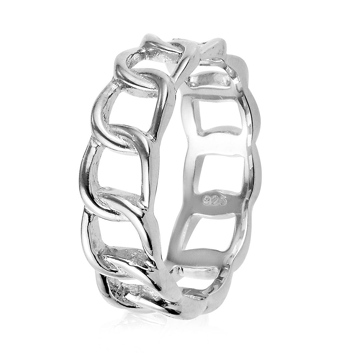Platinum Overlay Sterling Silver Curb Band Ring