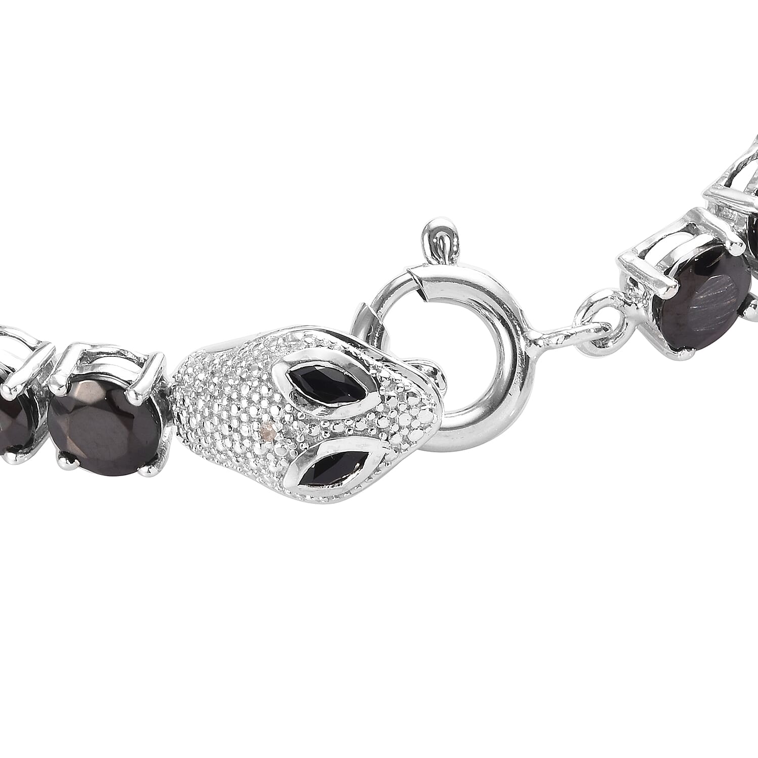 Elite Shungite, Diamond and Boi Ploi Black Spinel Snake Tennis Bracelet (Size 7) in Platinum Overlay Sterling Silver 13.00 Ct, Silver Wt 12.96 Gms