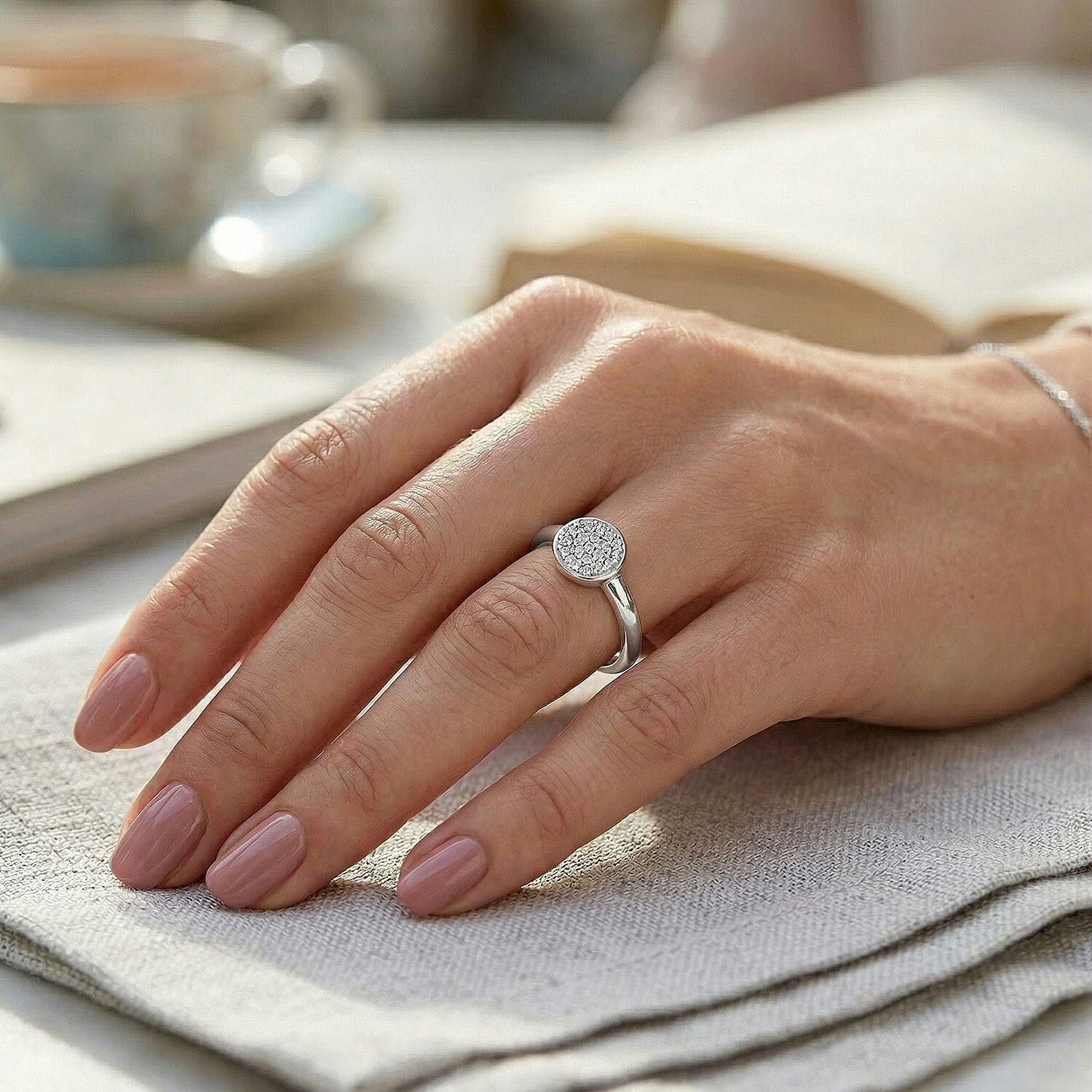 Diamond Ring in Sterling Silver