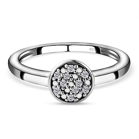 Diamond (Rnd) Ring in Platinum Overlay Sterling Silver