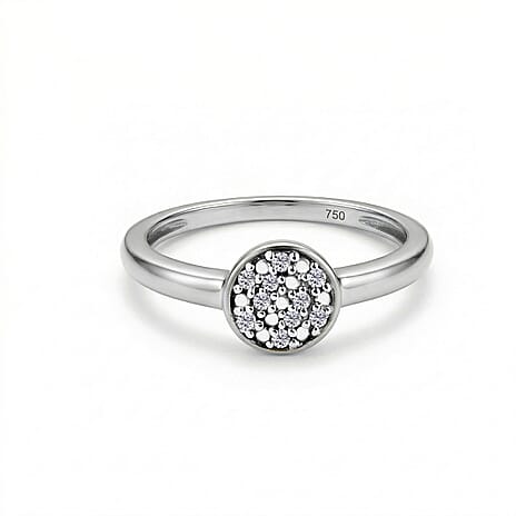 Diamond (Rnd) Ring in Platinum Overlay Sterling Silver 0.060 Ct