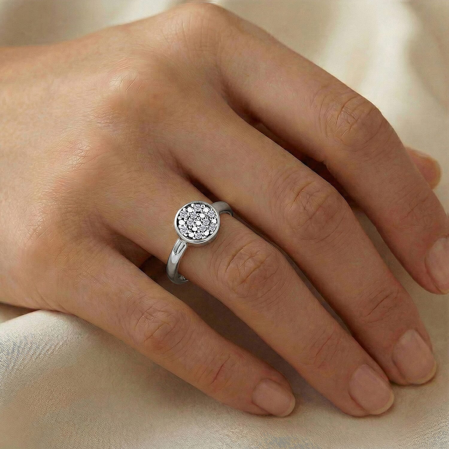 Diamond Ring in Sterling Silver