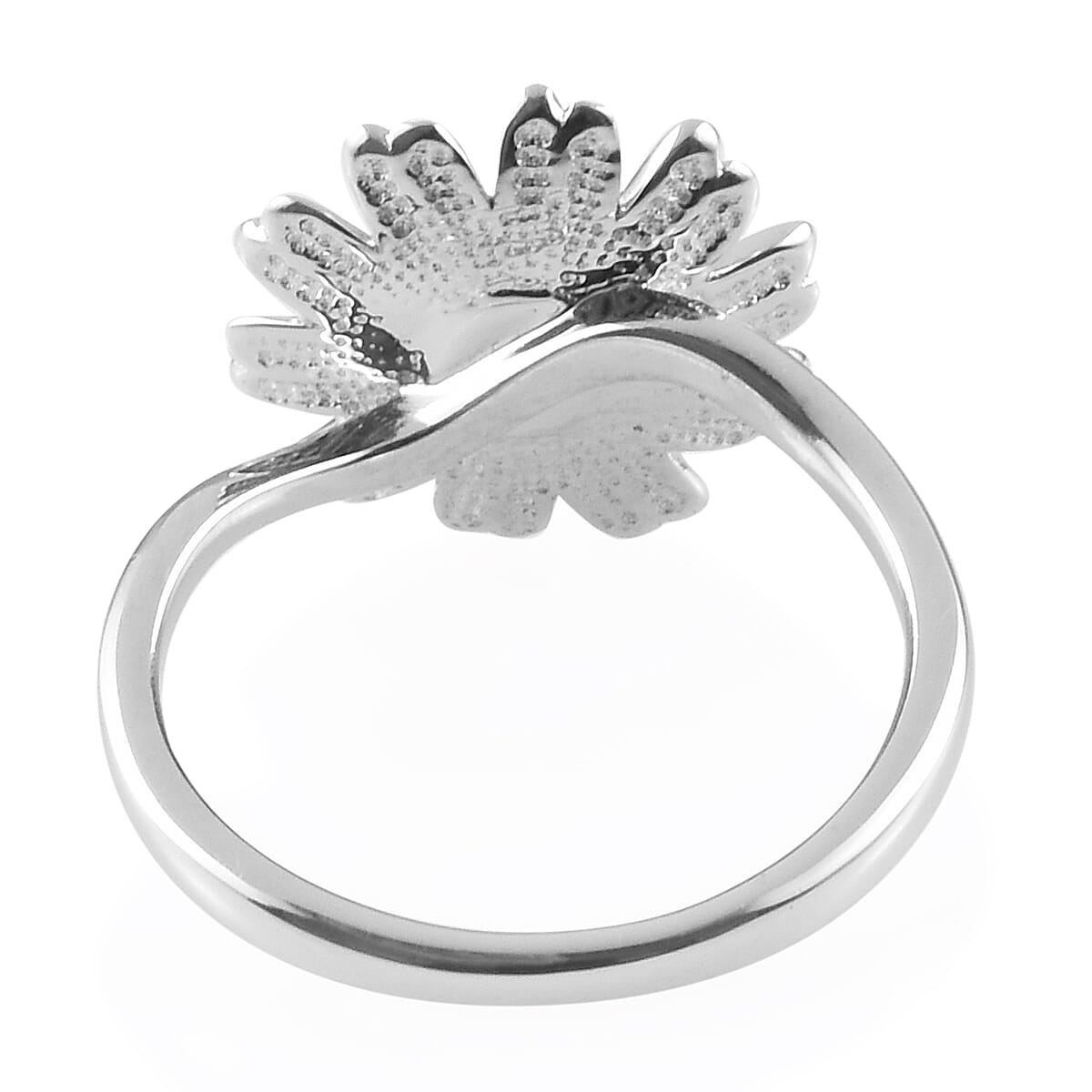 Platinum and Yellow Gold Overlay Sterling Silver Daisy Ring