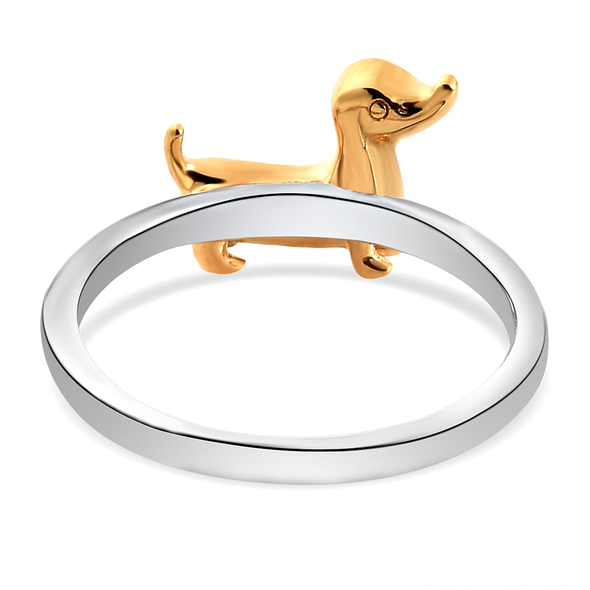 Platinum and Yellow Gold Overlay Sterling Silver Dog Ring