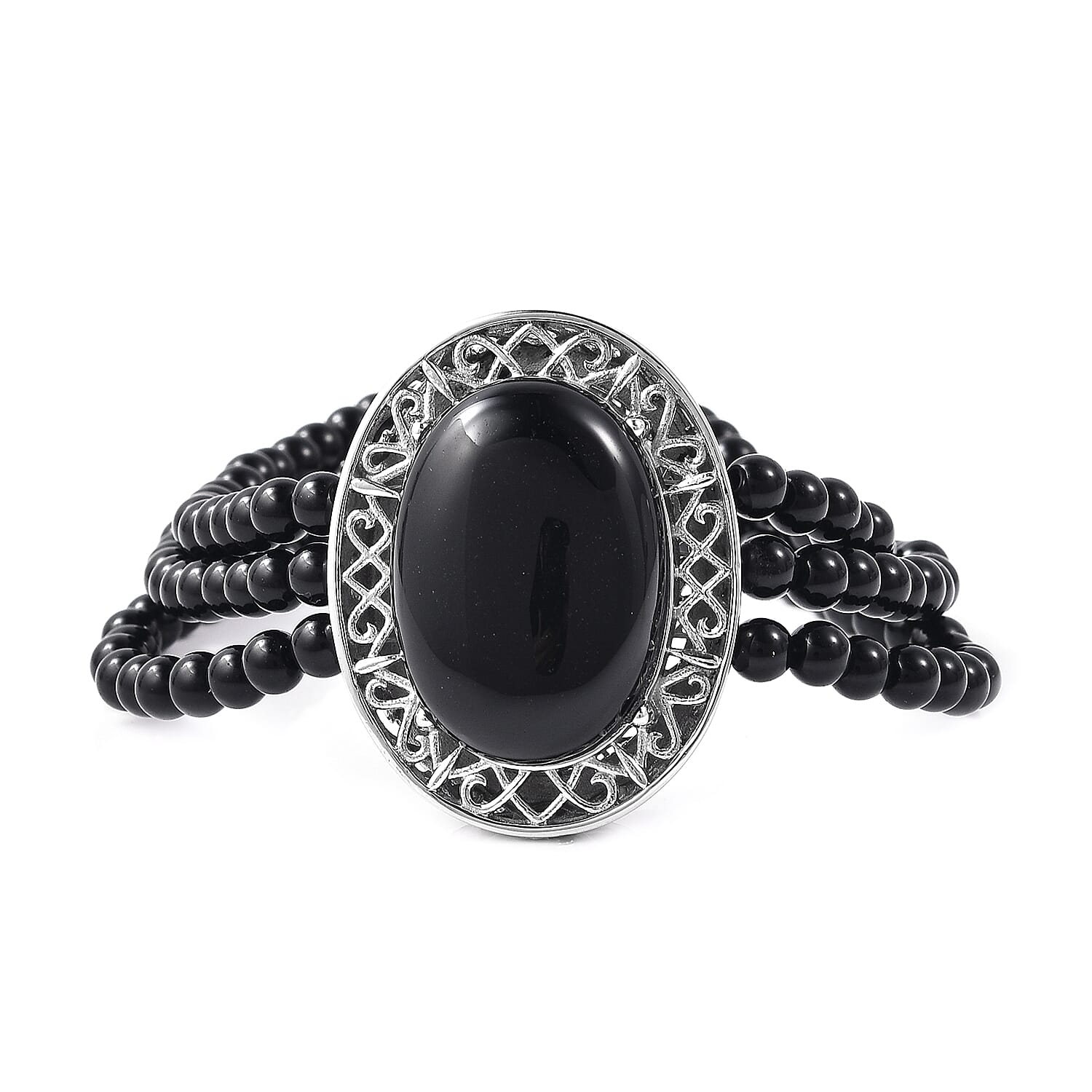 Lapis Lazuli Bracelet (Size 7.5) with Magnetic Clip in Stainless Steel 70.00 Ct.